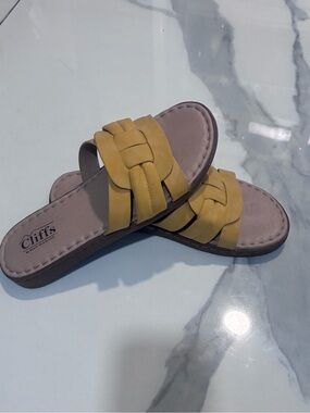 Cliffs by WHITE MOUNTAIN Mustard Yellow Woven Slide Sandals
